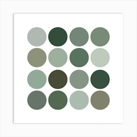 Sage Green Circle Dots Art Print