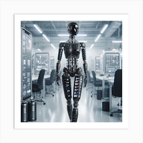 Robot Woman In The Office Art Print