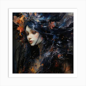 Girl With Black Hair Art Print