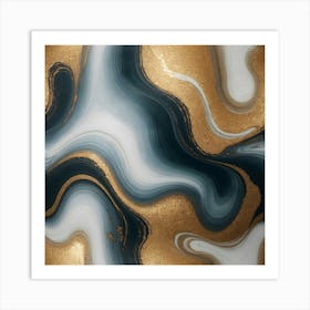 Gold And Black Swirls 1 Art Print