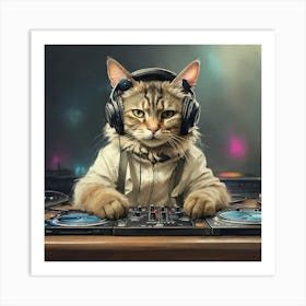 Dj Cat 2 Art Print