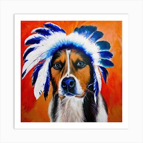 Dog With Feathers Painting Art Print