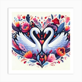 Pair of swan with love 5 Art Print