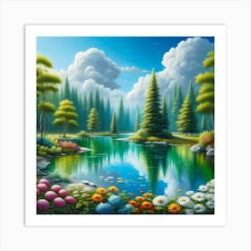 Lake In The Forest 1 Art Print