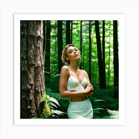 Beautiful Woman In The Forest 14 Art Print