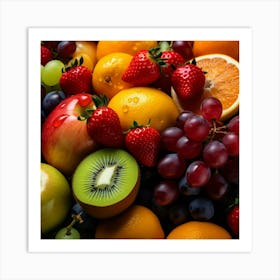 Fruit Fusion: Kiwi and Strawberries Art Print