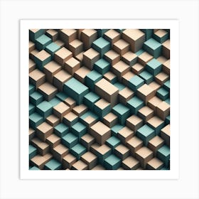 3d Cubes Background Art Print