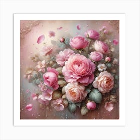 Pink Roses an peonies Art Print