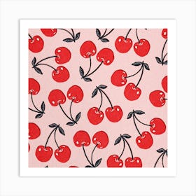 Cherries Paper Cut Square Art Print