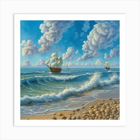 Sailing Ships In The Sea Art Print