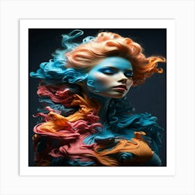 Woman With Colorful Hair 3 Art Print