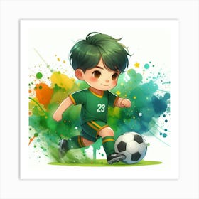 boy soccer player 4 Art Print