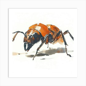 Ant Beetle Watercolor Illustration Art Print