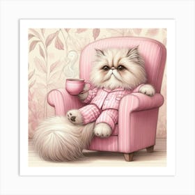 Cat In Pajamas 2 Art Print