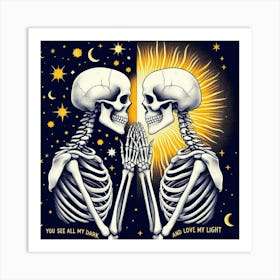 Romantic Skeletons Art Print