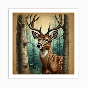 Deer In The Woods 24 Art Print