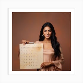 Indian Women With Calender Art Print