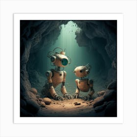 Robots In The Cave Art Print