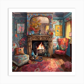 Room With A Fireplace 1 Art Print