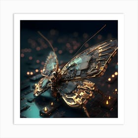 Butterfly On Circuit Board 1 Art Print