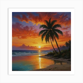 Sunset At The Beach 10 Art Print