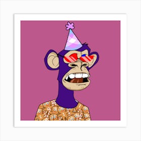 Monkey In A Birthday Hat Art Print