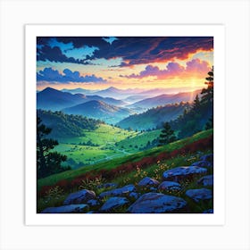 Sunset In The Mountains 9 Art Print