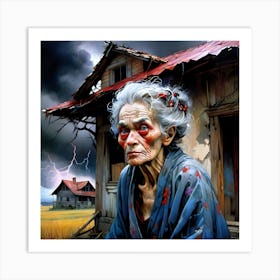 Old Lady In The Storm Art Print