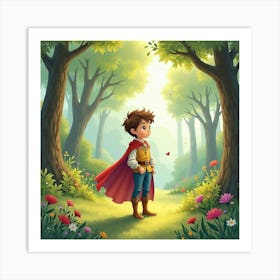 Charming Prince In A Watercolor Fairy Tale Forest 1 Art Print