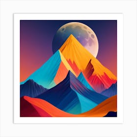 Moon Colour Mountain Art Print