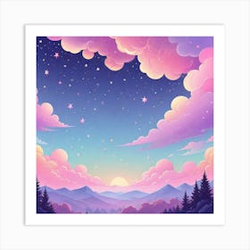 Sky With Twinkling Stars In Pastel Colors Square Composition 275 Art Print