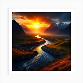 Sunset In The Mountains Art Print