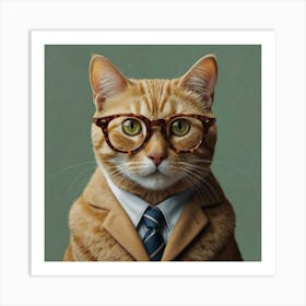 Cat In A Suit Art Print