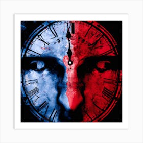 Clock In The Face Art Print