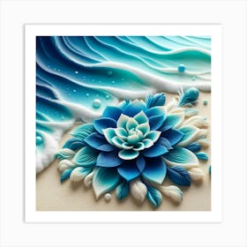 Blue Flower On The Beach 1 Art Print