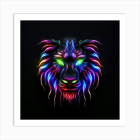 Neon Lion Head Poster