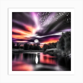 Sunset Over The River 1 Art Print