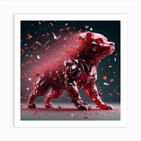 Dog from red glass 3 Art Print