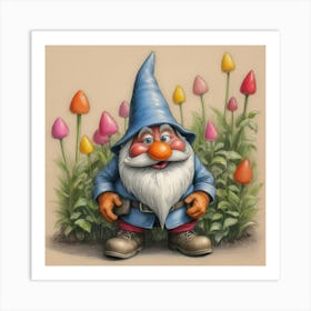 Gnome In The Garden 2 Art Print