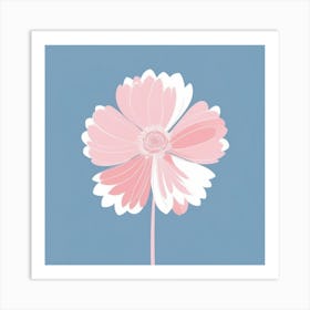 A White And Pink Flower In Minimalist Style Square Composition 470 Art Print