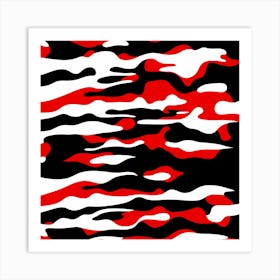 Camouflage Pattern Art, pattern, tile, black and red digital art Art Print