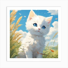 White Kitten With Blue Eyes Art Print