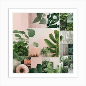 Pink And Green Plants Art Print