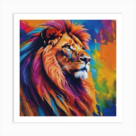 Rainbow lion Art Print