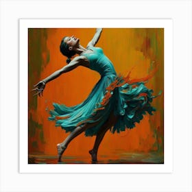 Dancer In Blue Dress Art Print