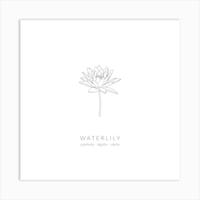 Waterlily Birth Flower Square Art Print