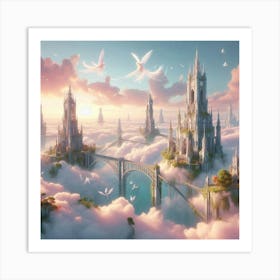 Fairytale City paintings art print Art Print