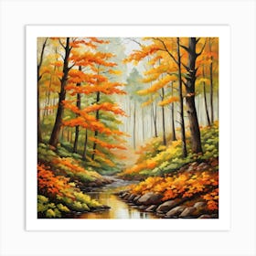 Forest In Autumn In Minimalist Style Square Composition 145 Art Print