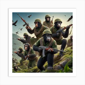 Chimpanzee Army Art Print