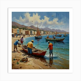 Fishing Boats On The Beach 4 Art Print